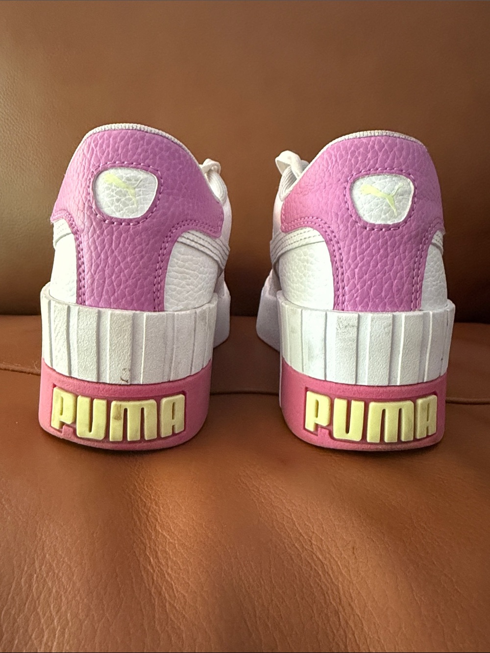 Puma White Platform Sneakers with Pink Accents - Picture 2 of 7
